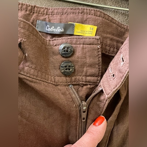 Cabela’s Women’s Linen Blend Cargo Pants Balsamic Brown Color Size 14 NWT - Picture 9 of 16